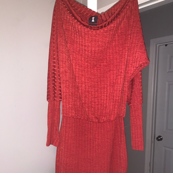 Off the Shoulder Long Sleeve Dress - Picture 2 of 3